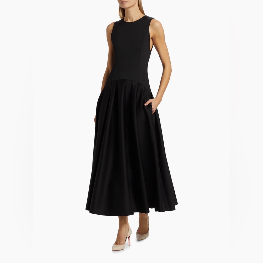 Alice + Olivia | Adley sleeveless A-line midi dress Black, size 8 | NEW - Picture 2 of 4